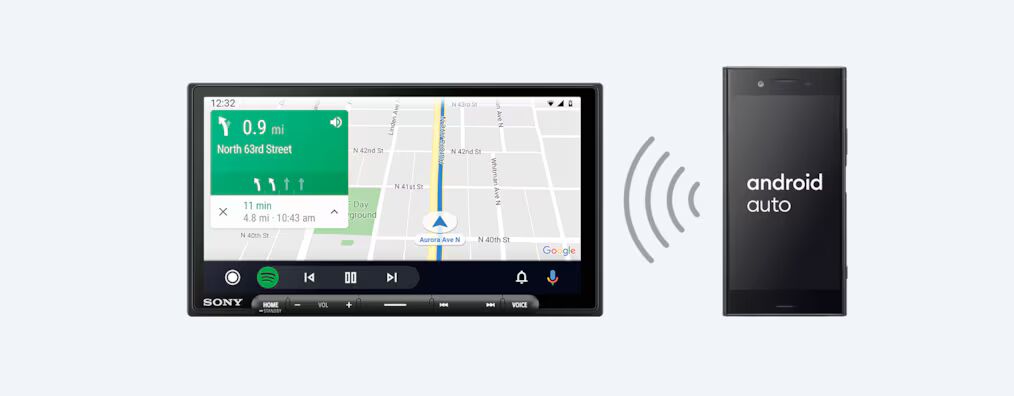 Sony XAV-AX6000 Bluetooth Media Receiver with Android Auto and Apple CarPlay