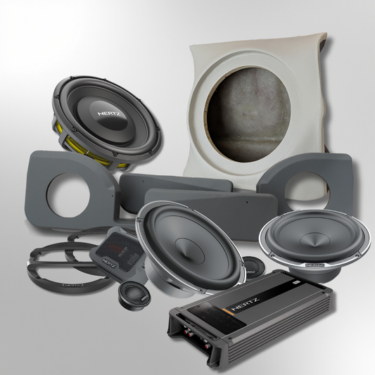 Toyota Land Cruiser 79 Series single Cab Pre-DPF on compatible Hertz Mille stereo and 12" subwoofer